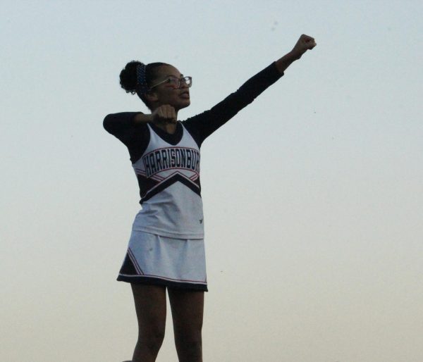 Flier performs the cheers to the crowd