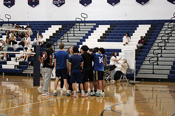 The Juniors getting a time out since the Seniors are in the lead.