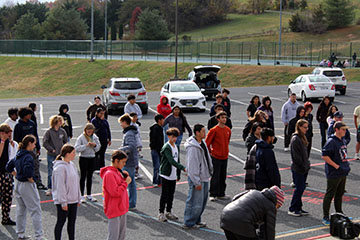 All students from Rock city Regiment meeting up before they start their practice.