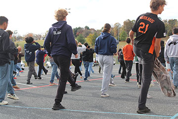 The students getting their foot work before they start matching.