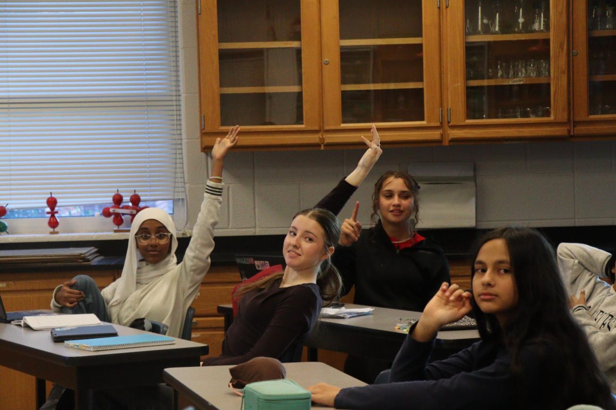 These are some of the students in Suzanne Smith Chemistry Honor class getting ready to participate. "Everybody was so excited to participate for the flame experience"- Sophomore Lucy Hunter