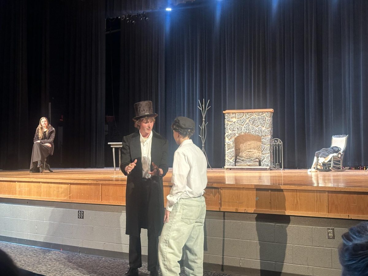 Two characters confront each other during a key exchange. "This part was pretty confusing because we decided to add it during the end" -Junior Ell Norment 