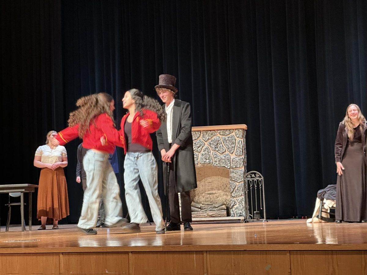 The two actors react together to unexpected news. "This was one of the most fun parts because while me and Ariana were doing the celebration we were singing a funny song which made the play cute"- Freshmen Talia Robles 