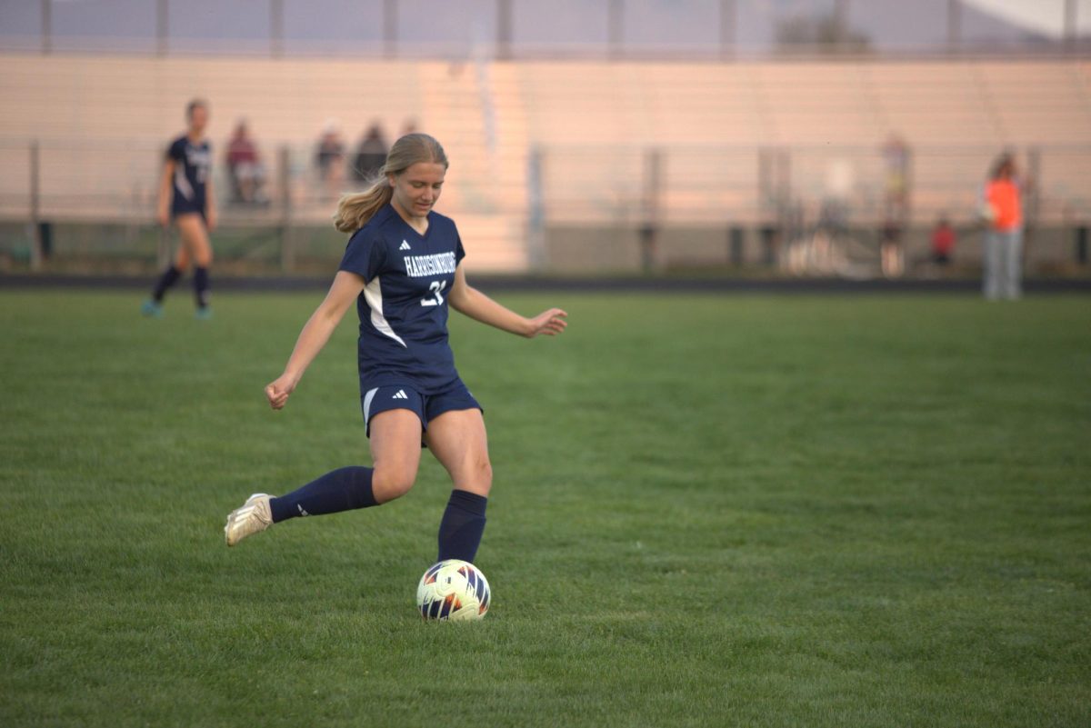 Hattie Schwartz gets ready to pass the ball to her teammates at Their game Against Broadway.
